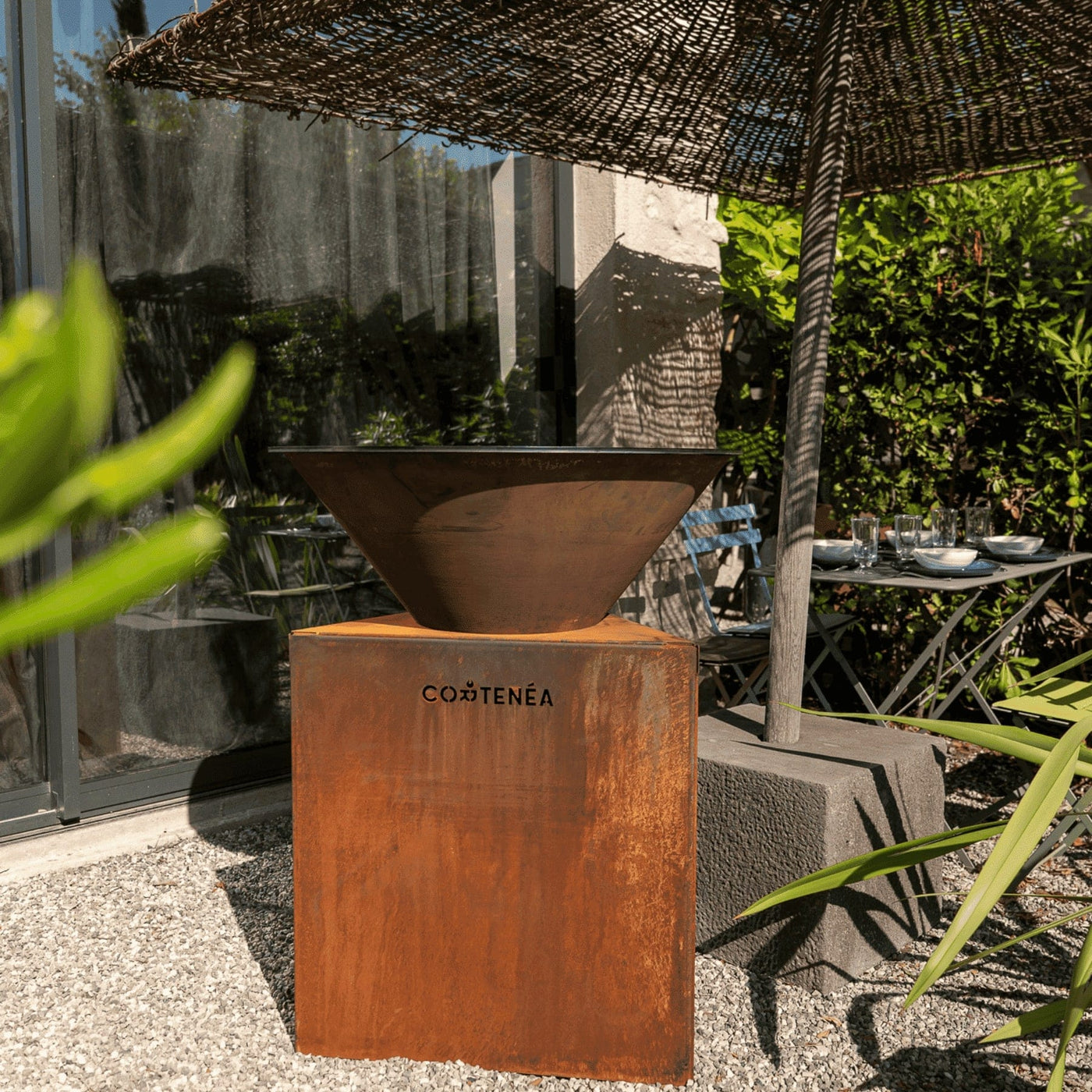 Brasero plancha en acier Corten - Tradition 80 cm