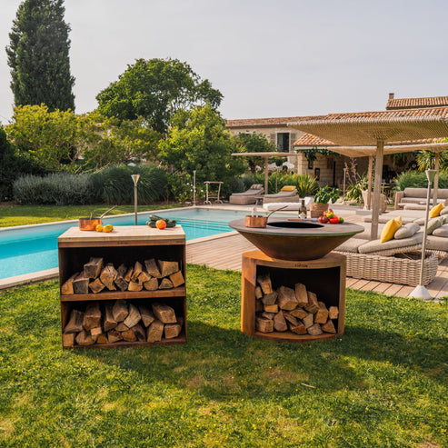 Brasero plancha Ellipse 120 en acier Corten
