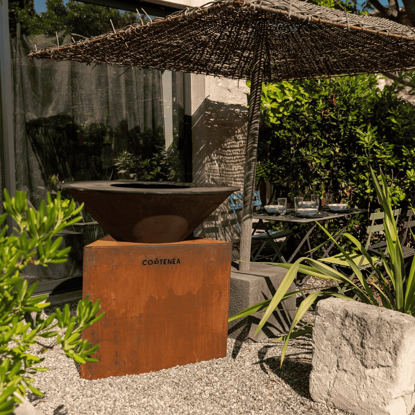 Brasero plancha en acier Corten - Tradition 100 cm