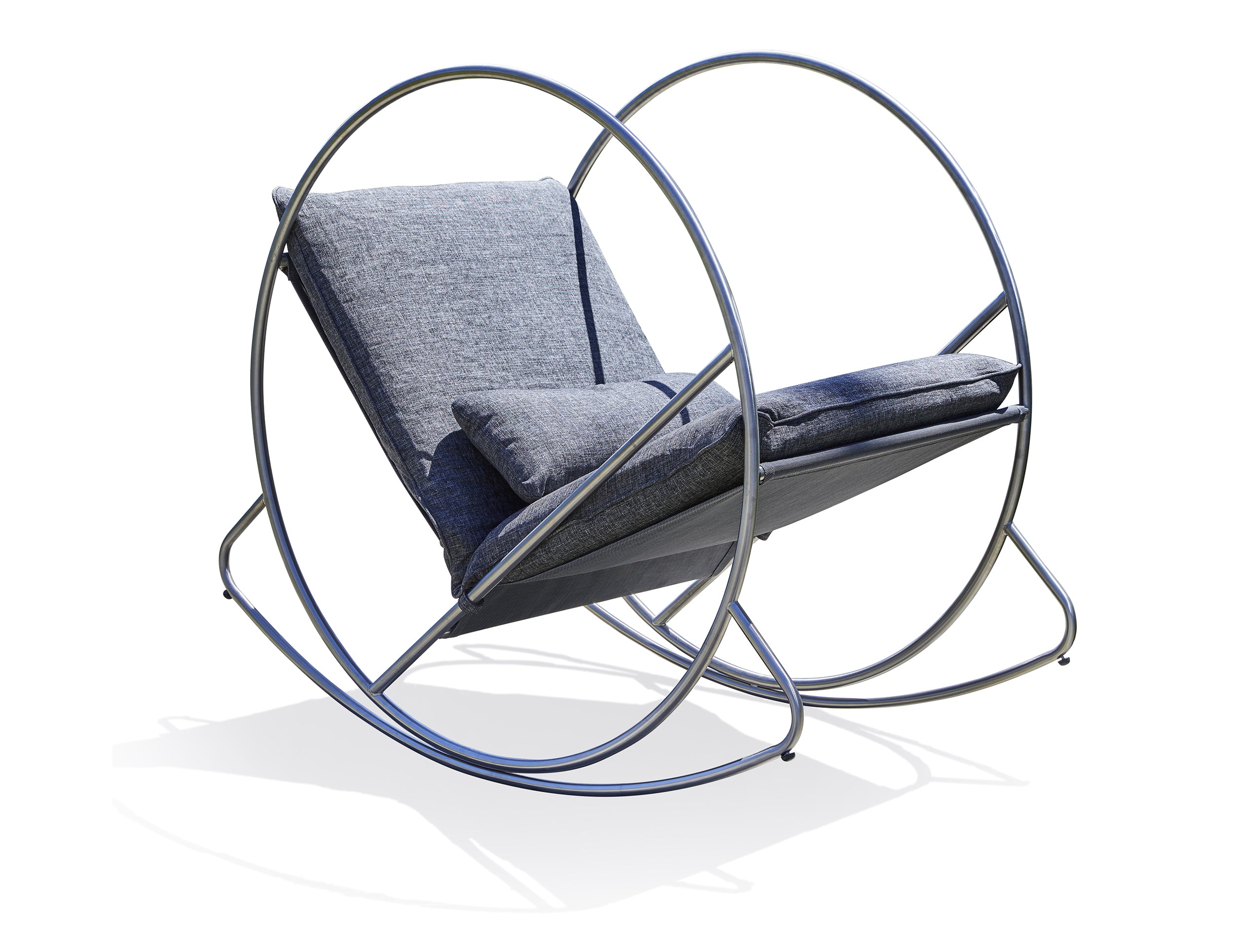 Rocking chair de jardin CAPRERA en textilène et inox - GRIS