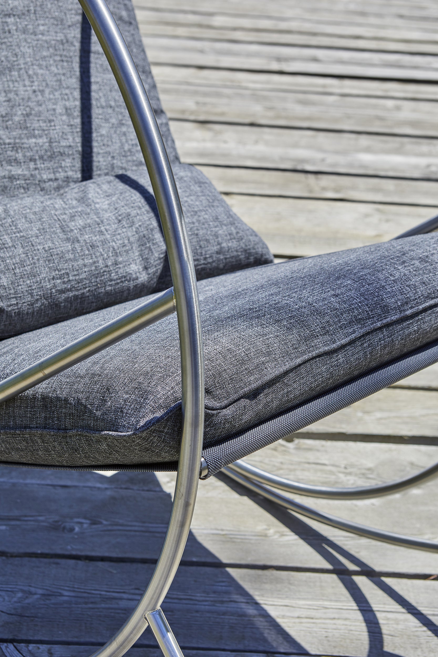 Rocking chair de jardin CAPRERA en textilène et inox - GRIS