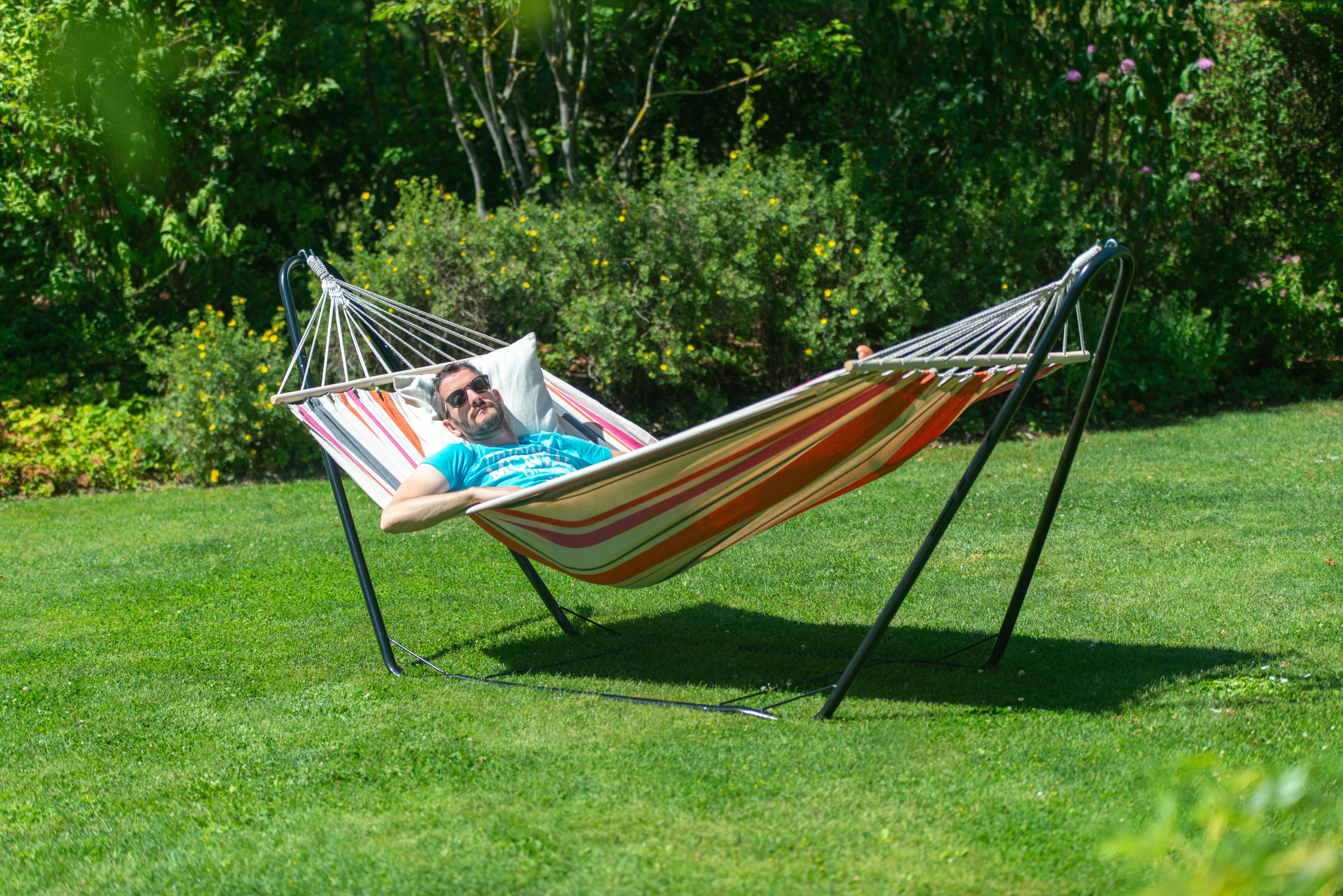 Hamac simple avec support en acier - La Siesta Pack Chillounge Sunrise
