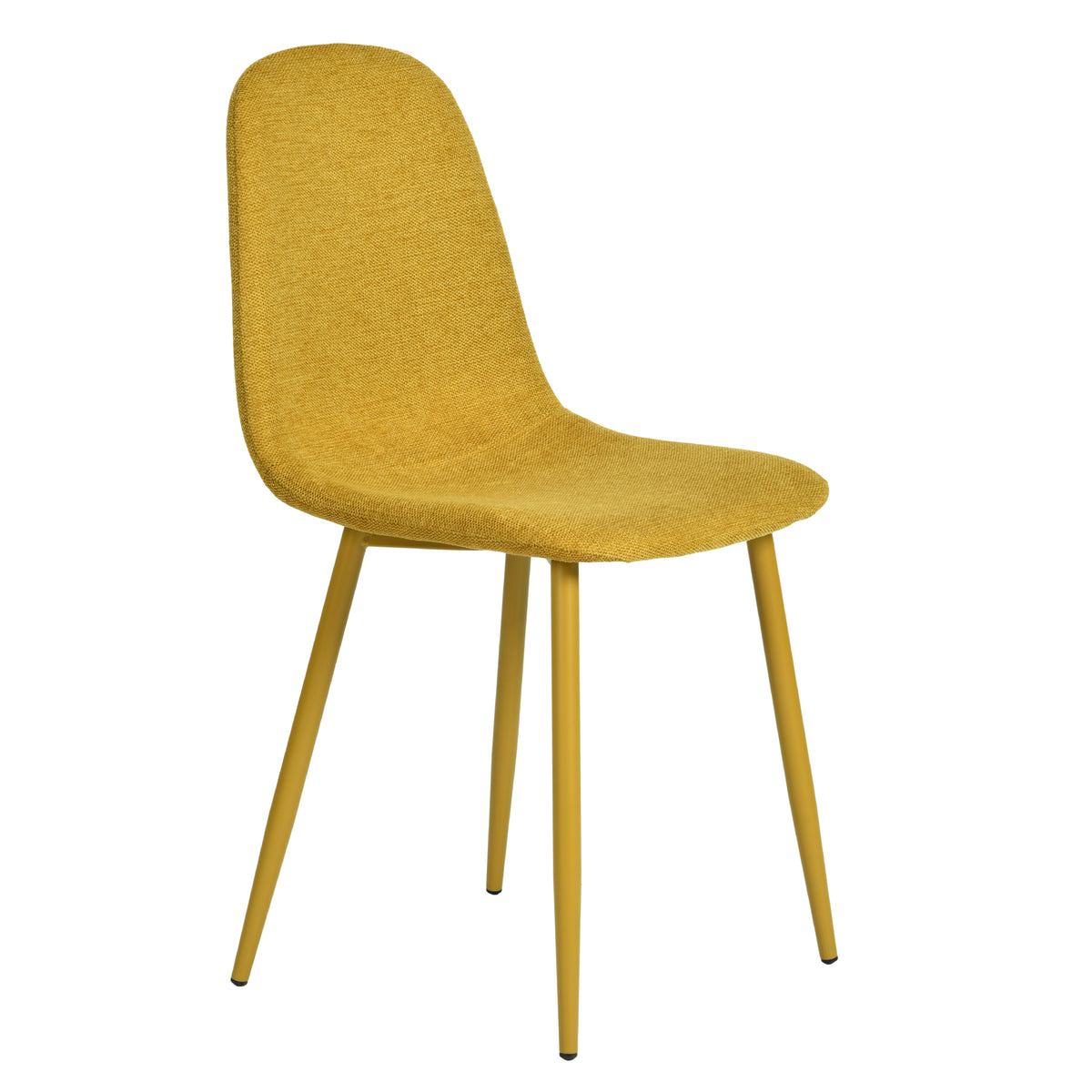 Charlton - Ensemble de 4 chaises de salle à manger scandinaves en tissu jaune doux