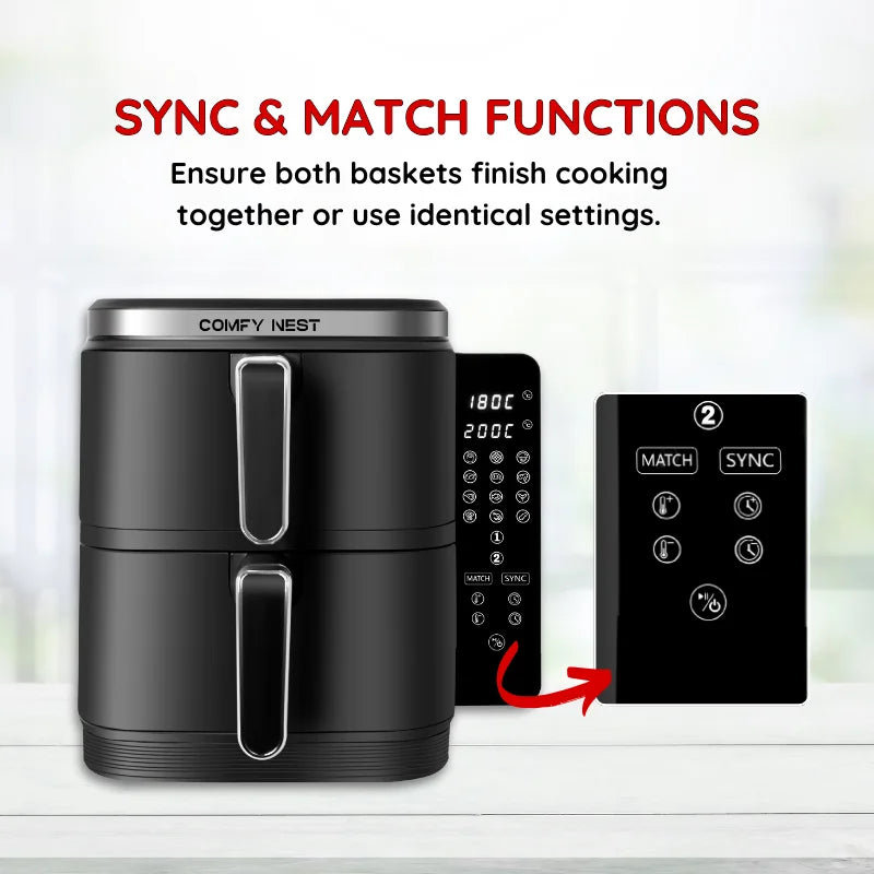 Friteuse à air chaud Air fryer double panier verticale 11L 2800W