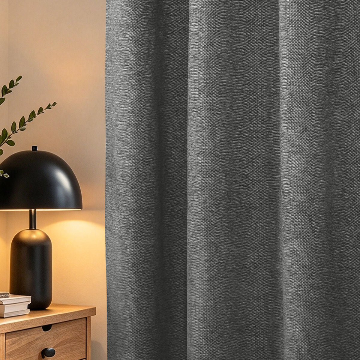 Rideau occultant phonique et thermique doublé polaire 140 x 240 cm "Arctica" 100% opaque Granite