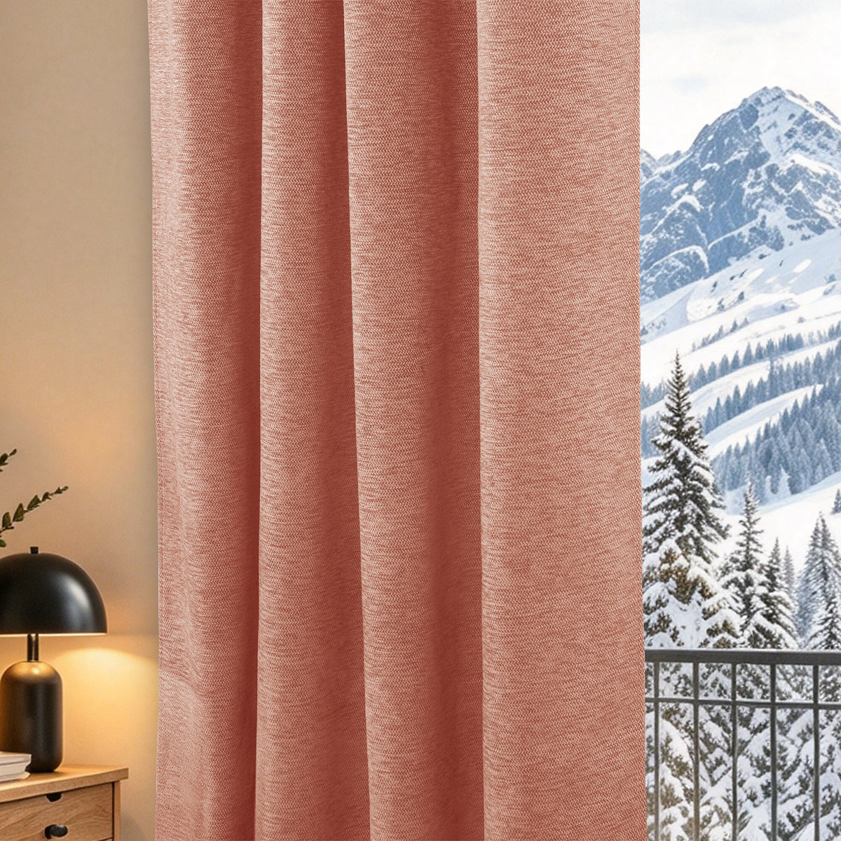 Rideau occultant phonique et thermique doublé polaire 140 x 240 cm "Arctica" 100% opaque Rose Boise ROSEBOISE