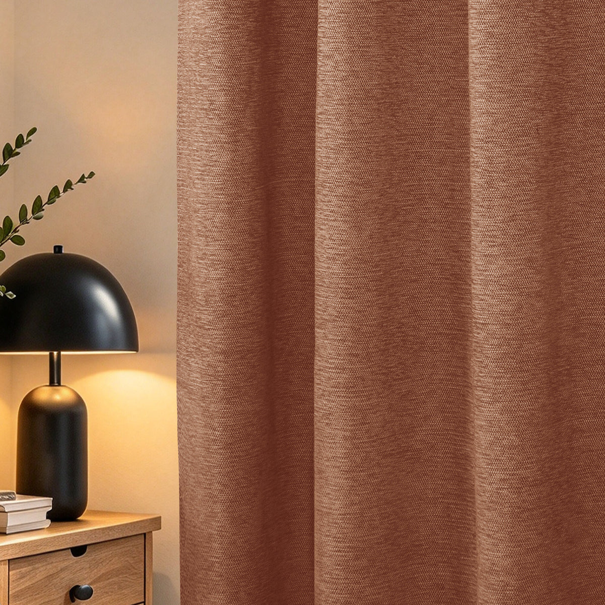 Rideau occultant phonique et thermique doublé polaire 140 x 240 cm "Arctica" 100% opaque Terracotta