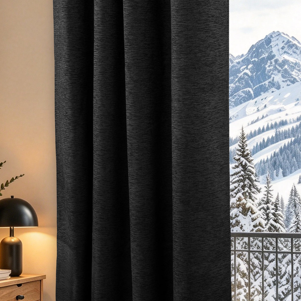 Rideau occultant phonique et thermique doublé polaire 140 x 240 cm "Arctica" 100% opaque Truffe