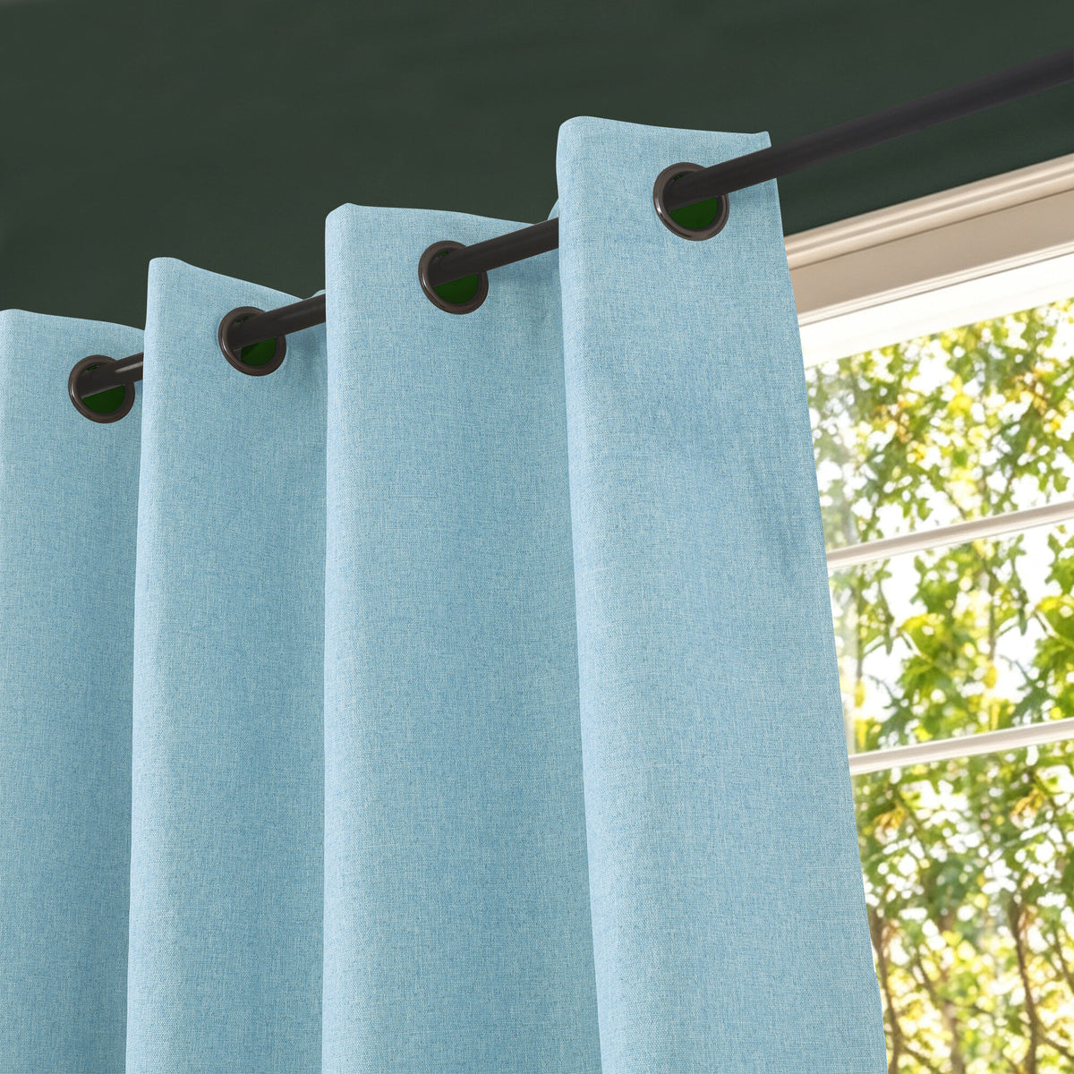 Rideau 100% occultant + 8 œillets 140 x 240 cm Polyester chambray "Cocooning" Azur