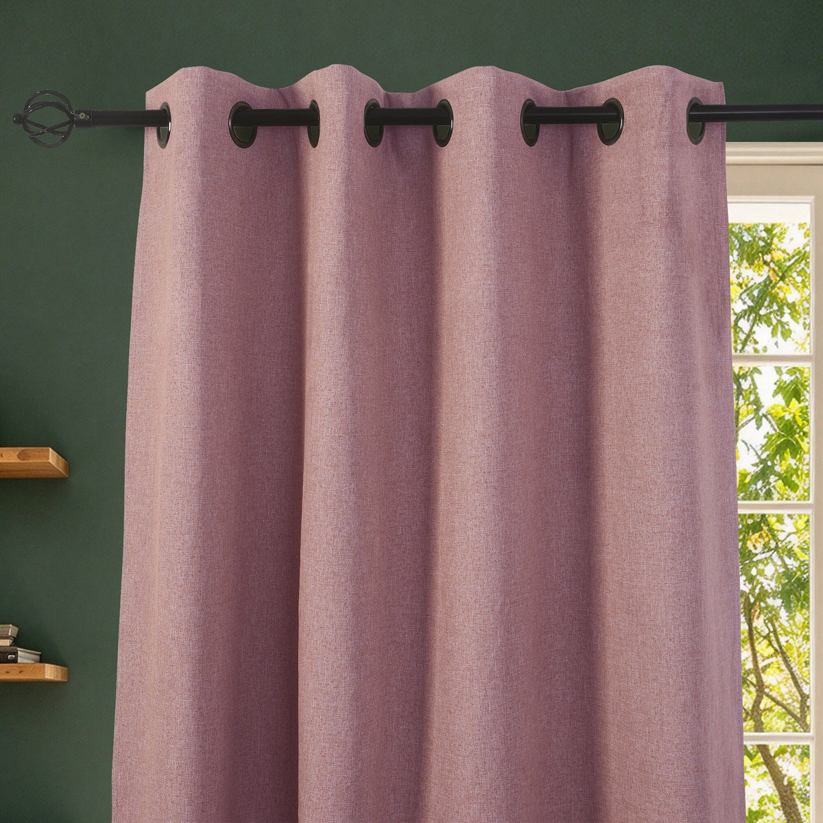 Rideau 100% occultant + 8 œillets 140 x 240 cm Polyester chambray "Cocooning" Lavande