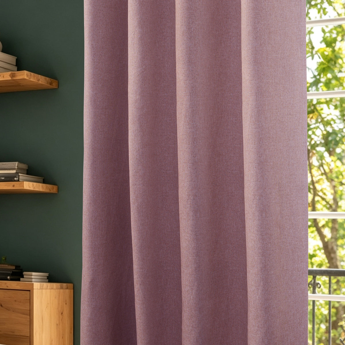 Rideau 100% occultant + 8 œillets 140 x 240 cm Polyester chambray "Cocooning" Lavande