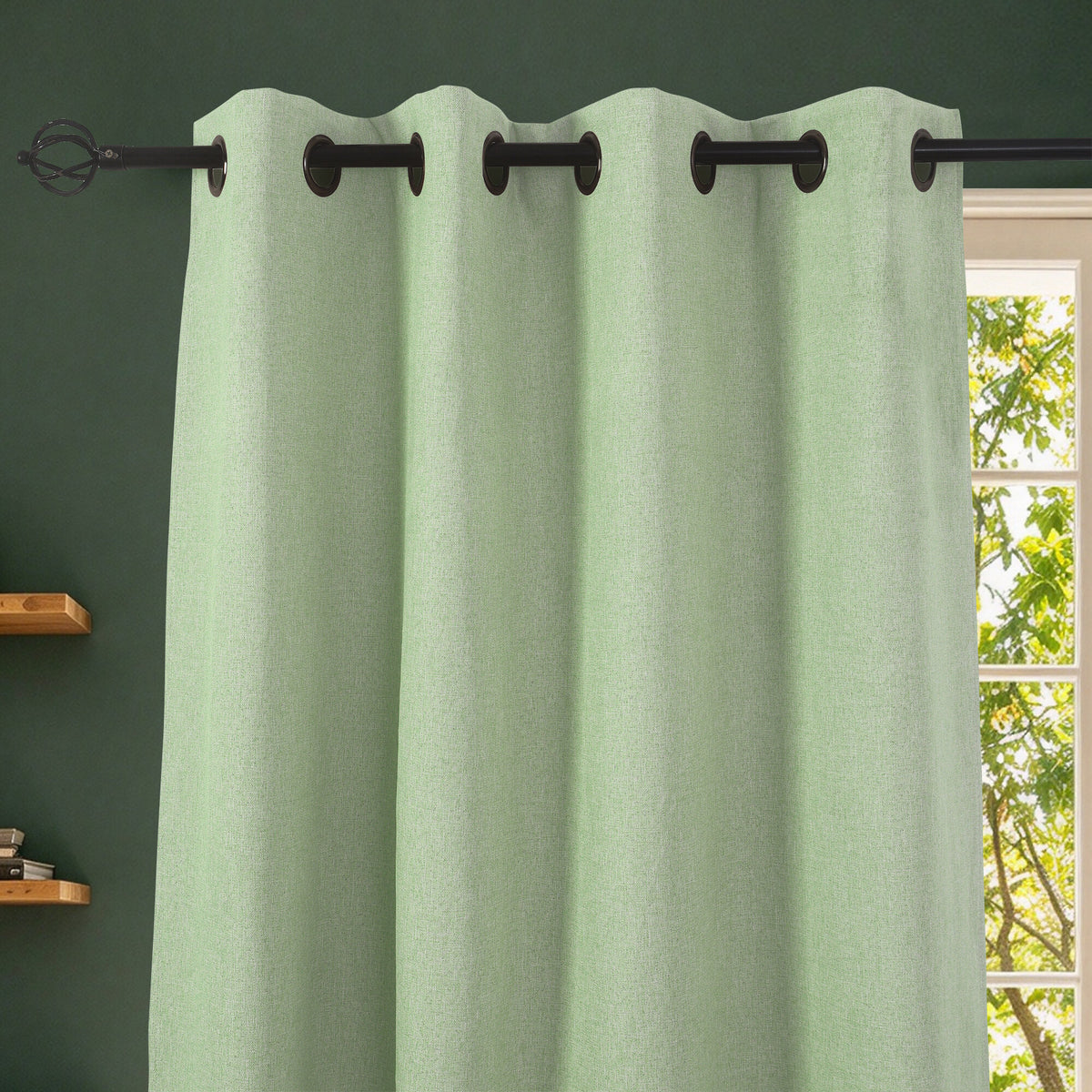 Rideau 100% occultant + 8 œillets 140 x 240 cm Polyester chambray "Cocooning" Menthe
