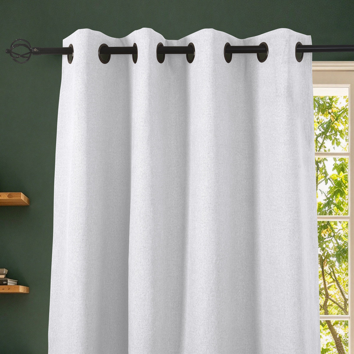 Rideau 100% occultant + 8 œillets 140 x 240 cm Polyester chambray "Cocooning" Neige