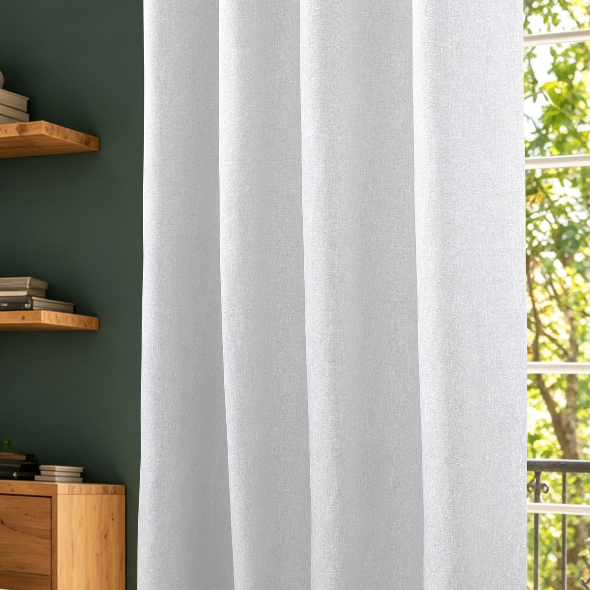 Rideau 100% occultant + 8 œillets 140 x 240 cm Polyester chambray "Cocooning" Neige