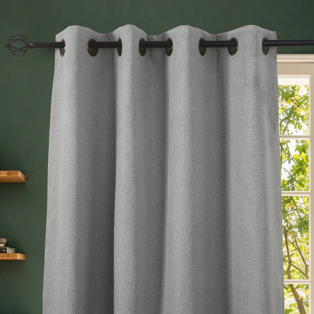 Rideau 100% occultant + 8 œillets 140 x 240 cm Polyester chambray "Cocooning" Perle