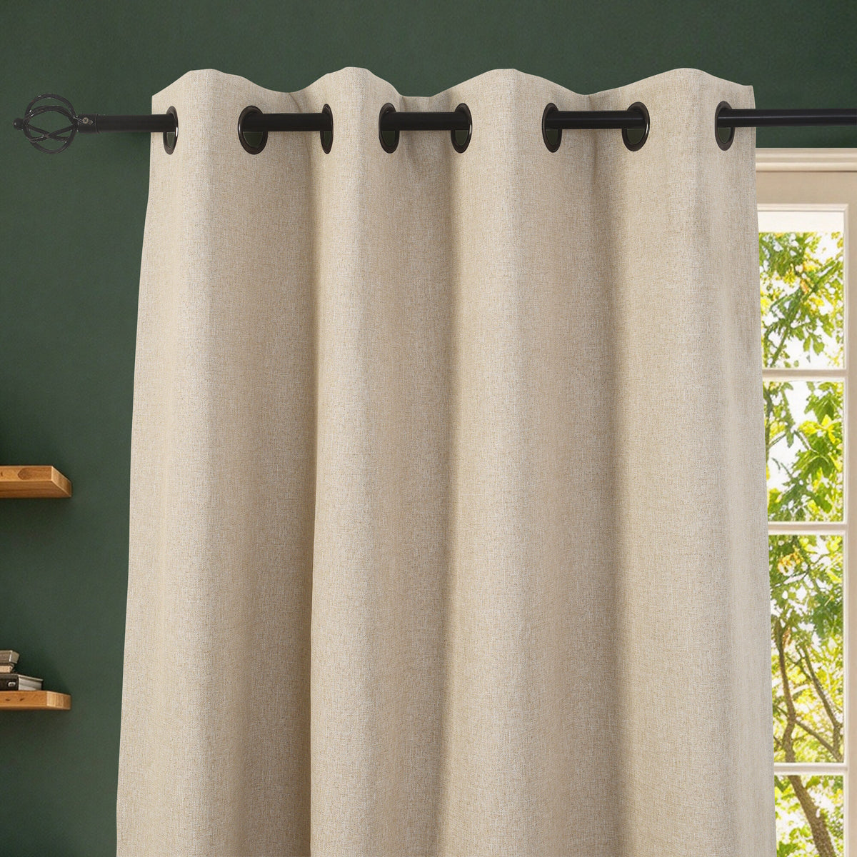 Rideau 100% occultant + 8 œillets 140 x 240 cm Polyester chambray "Cocooning" Sable