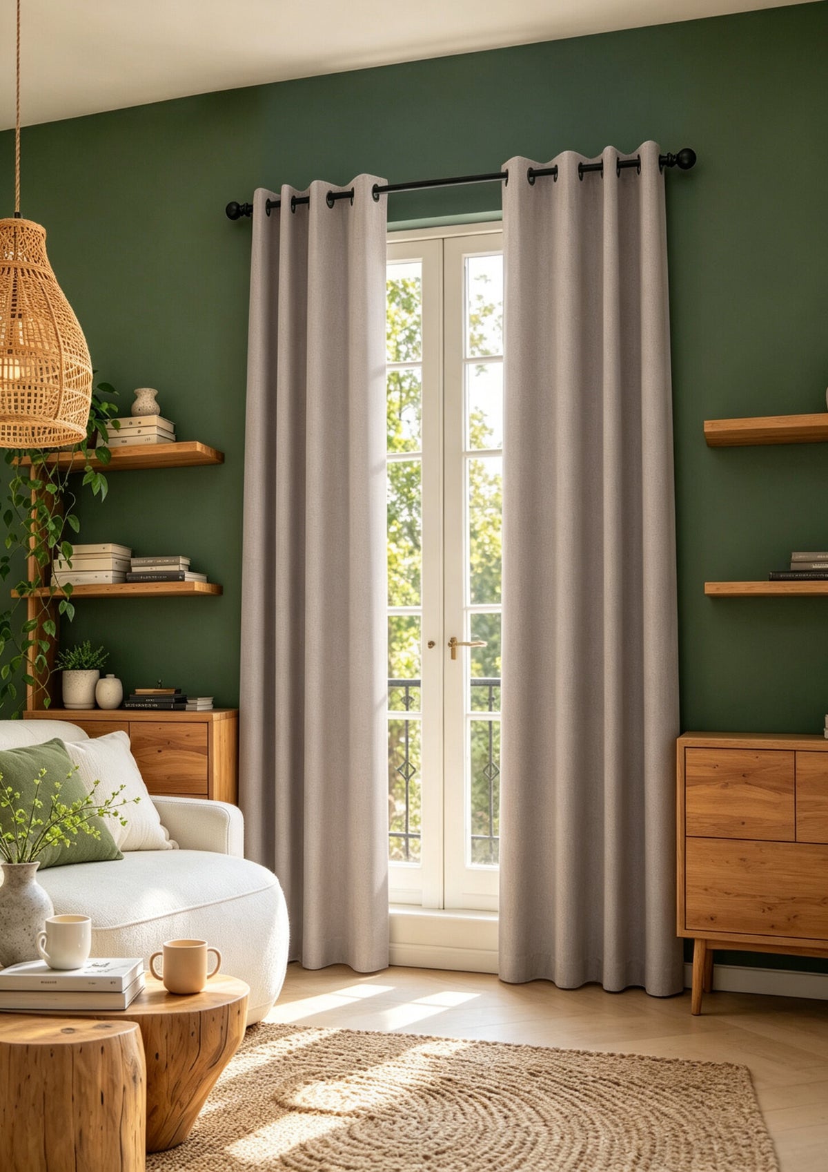 Rideau 100% occultant + 8 œillets 140 x 240 cm Polyester chambray "Cocooning" Taupe