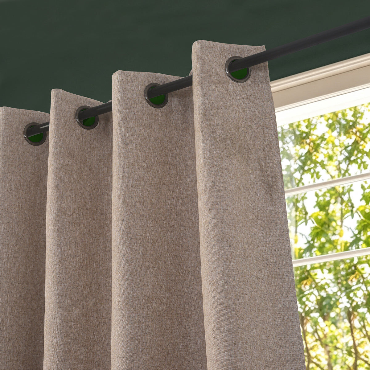 Rideau 100% occultant + 8 œillets 140 x 240 cm Polyester chambray "Cocooning" Taupe