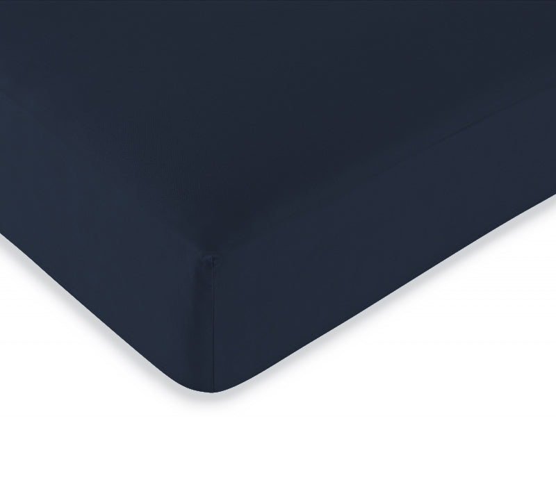 Drap housse "Duo Protect" imperméable 100% Coton 57 fils/cm² 140 x 190 cm Bleu Nuit