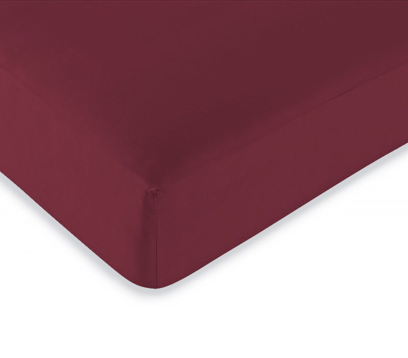 Drap housse "Duo Protect" imperméable 100% Coton 57 fils/cm² 90 x 190 cm Grenat