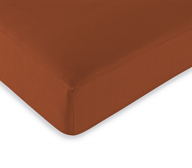 Drap housse "Duo Protect" imperméable 100% Coton 57 fils/cm² 140 x 190 cm Paprika