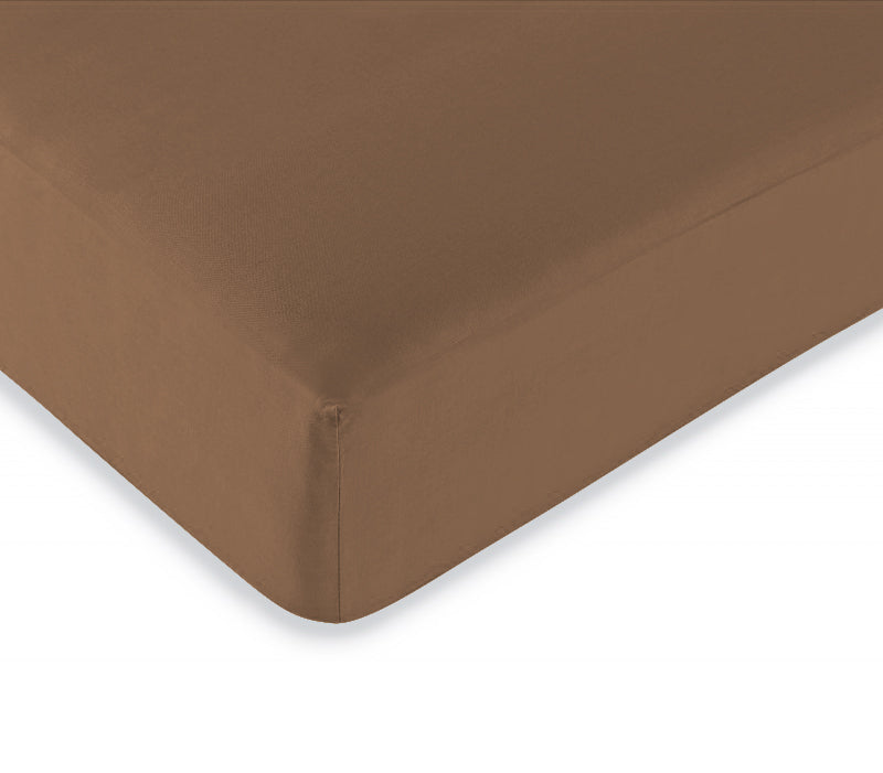 Drap housse "Duo Protect" imperméable 100% Coton 57 fils/cm² 140 x 190 cm Taupe