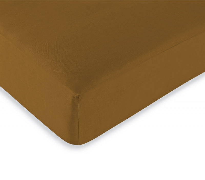 Drap housse "Duo Protect" imperméable 100% Coton 57 fils/cm² 180 x 200 cm Caramel