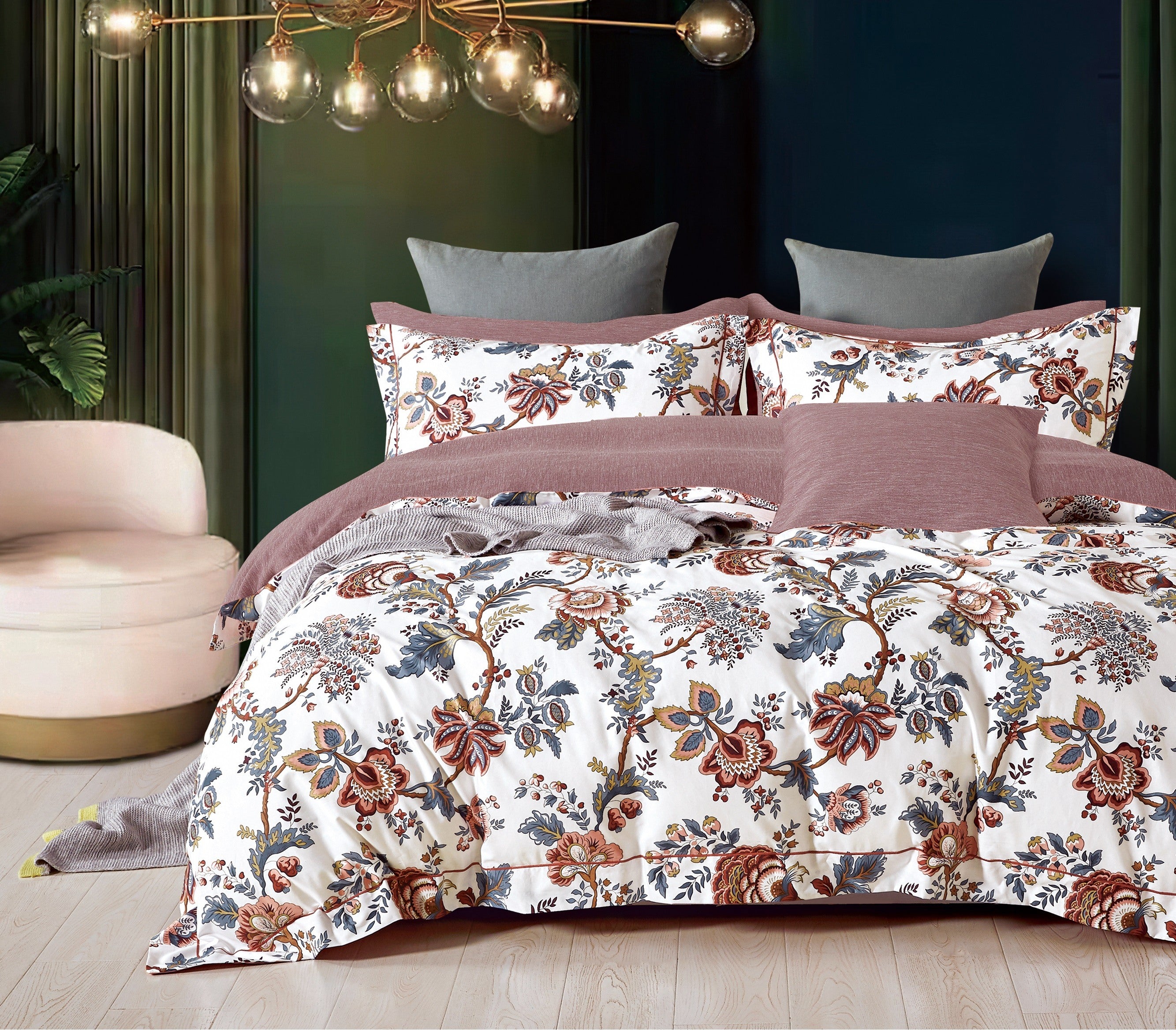 Parure de Couette "Imprimé Double Face" 240 x 220 cm + 2 Taies d'oreiller 65 x 65 cm