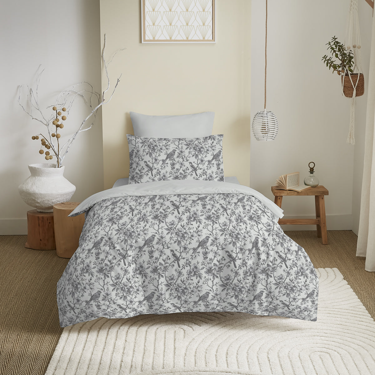 Pack 4 Pièces Housse de couette Imprimé 140 x 200 cm - Drap housse 90 x 190 cm - 100% Coton 57 Fils