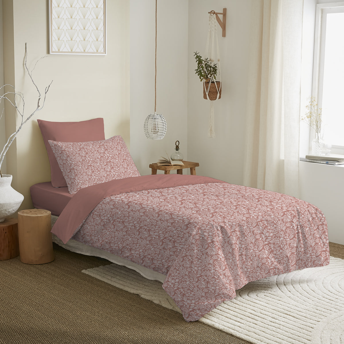 Pack 4 Pièces Housse de couette Imprimé 140 x 200 cm - Drap housse 90 x 190 cm - 100% Coton 57 Fils
