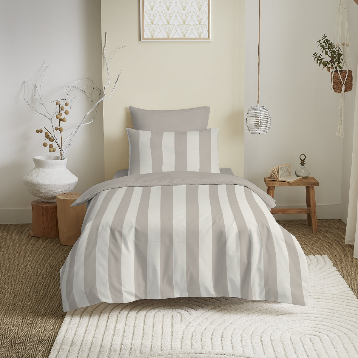 Pack Complet Housse de couette Imprimé 140 x 200 cm - Drap housse 90 x 190 cm - 100% Coton 57 Fils
