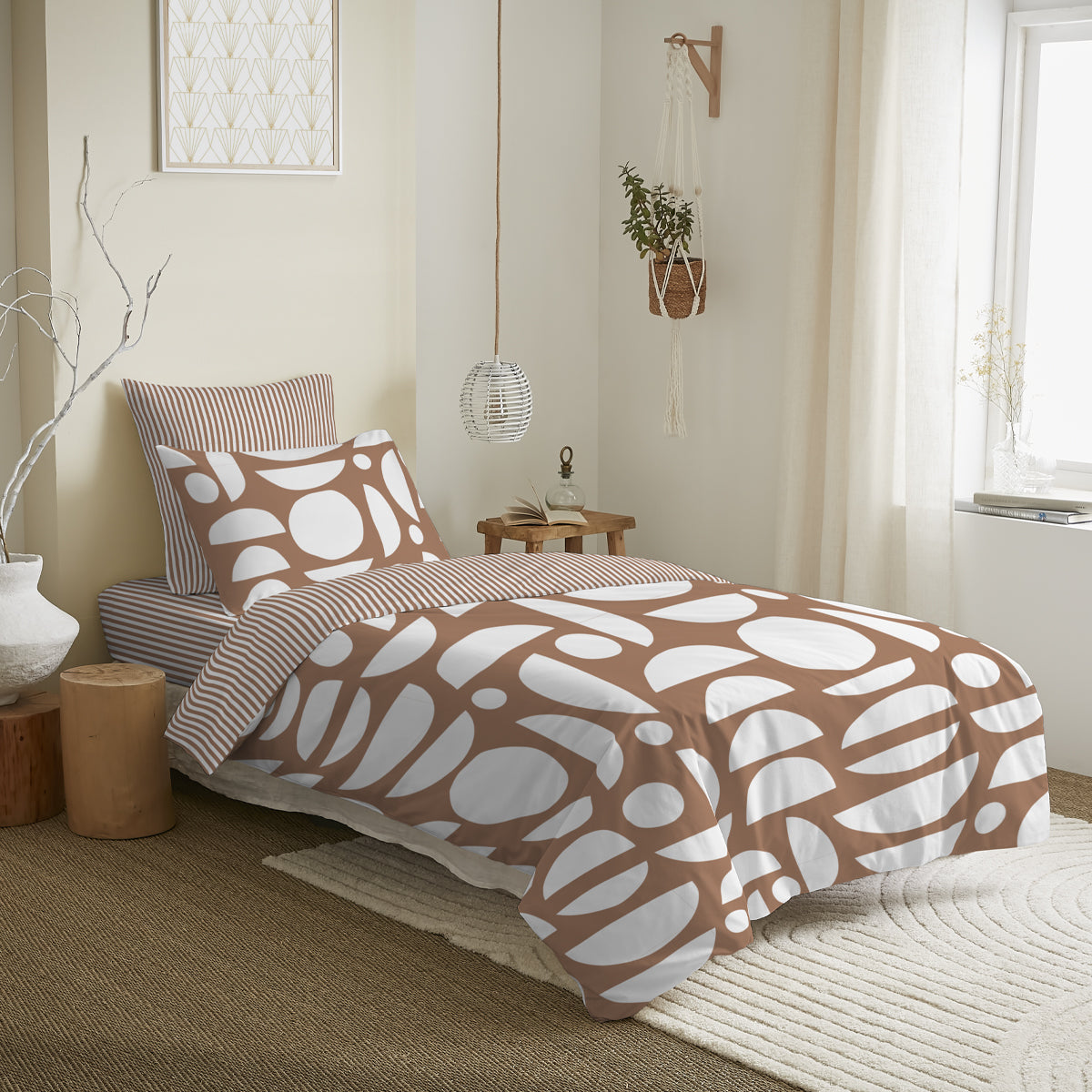 Pack 4 Pièces Housse de couette Imprimé 140 x 200 cm - Drap housse 90 x 190 cm - 100% Coton 57 Fils