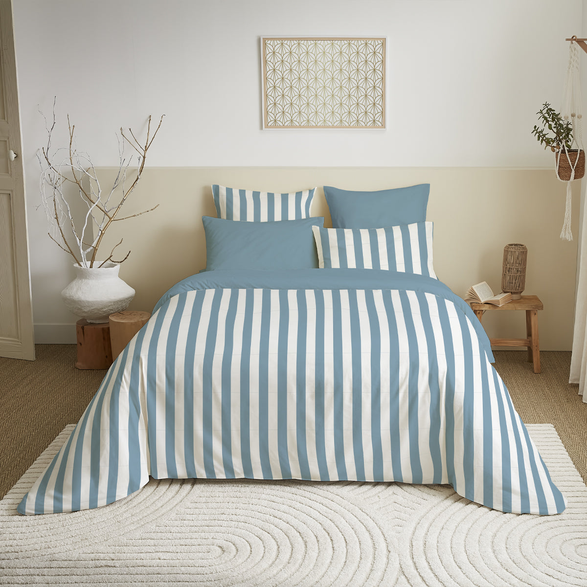 Pack Complet Housse de couette Imprimé 220 x 240 cm - Drap housse 140 x 190 cm - 100% Coton 57 Fils