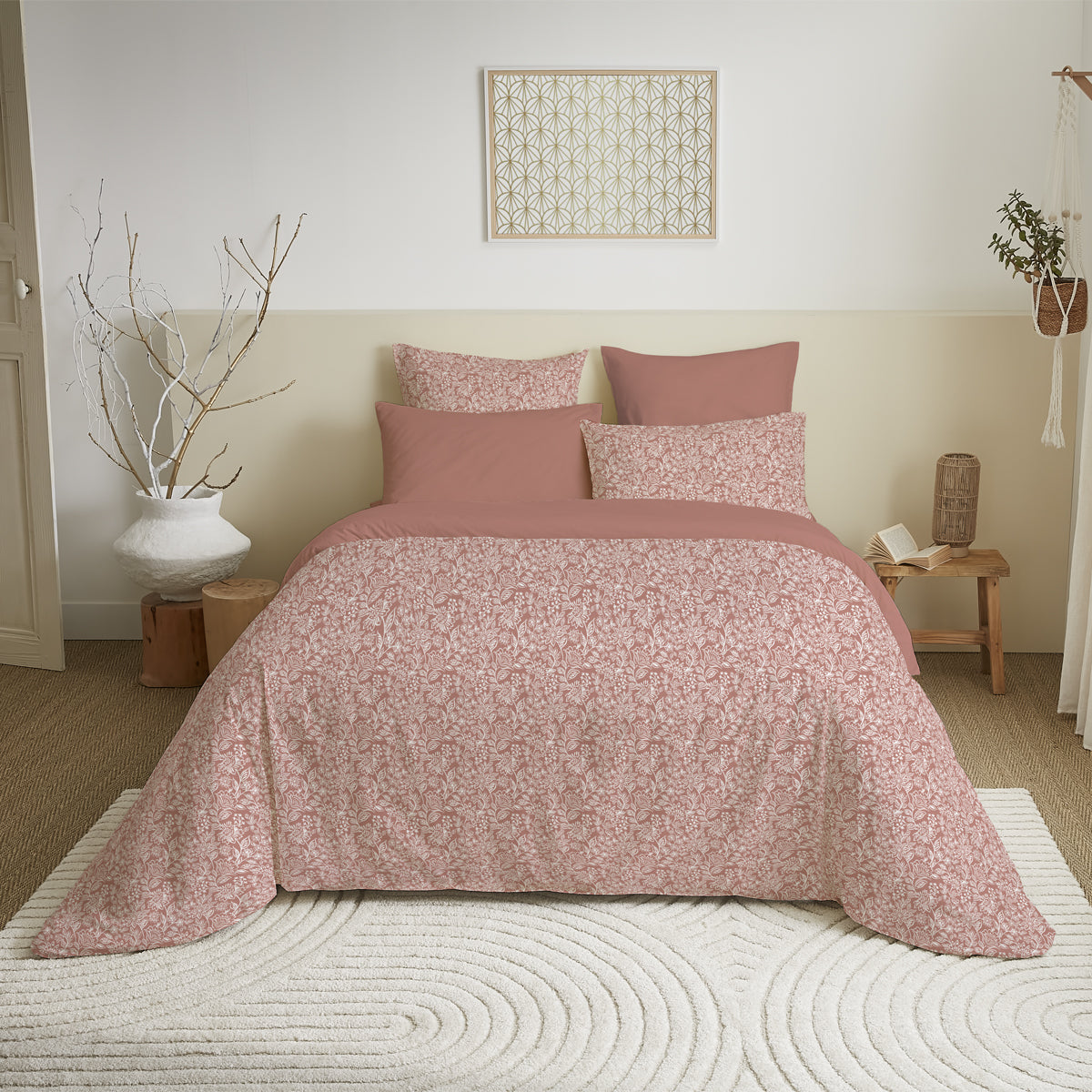 Pack 6 pièces Housse de couette Imprimé 220 x 240 cm - Drap housse 140 x 190 cm - 100% Coton 57 Fils