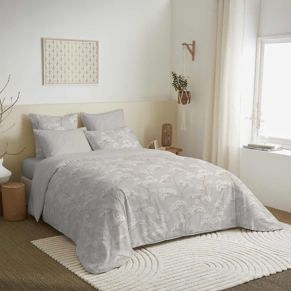 Pack 6 pièces Housse de couette Imprimé 240 x 260 cm - Drap housse 180 x 200 cm - 100% Coton 57 Fils