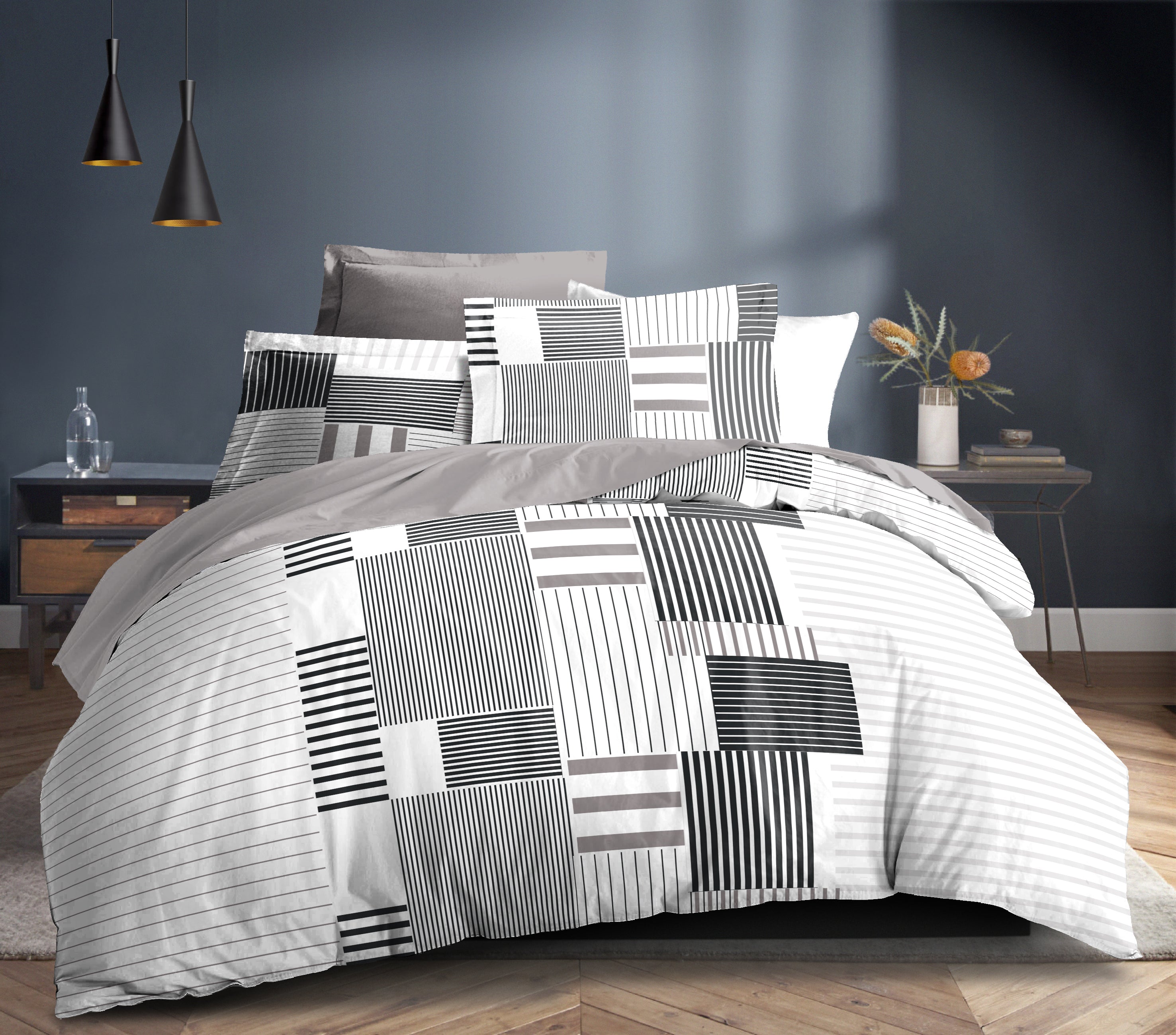 Parure de draps 4 pièces "Louna" drap housse 160 Aby Gris