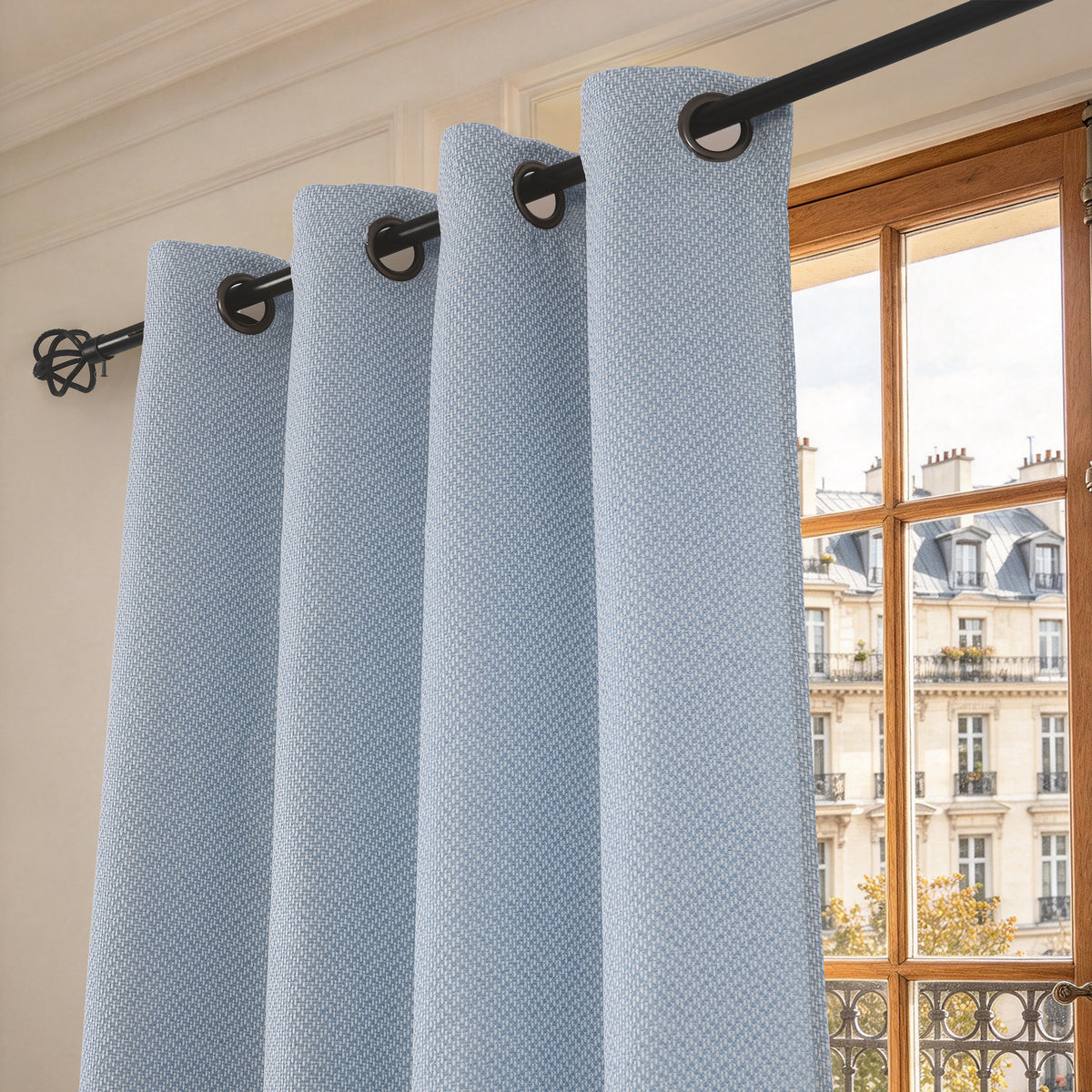 Rideau d'ameublement + 8 oeillets 140 x 240 cm Polyester fils teints jacquard "Victoria"Bleuet