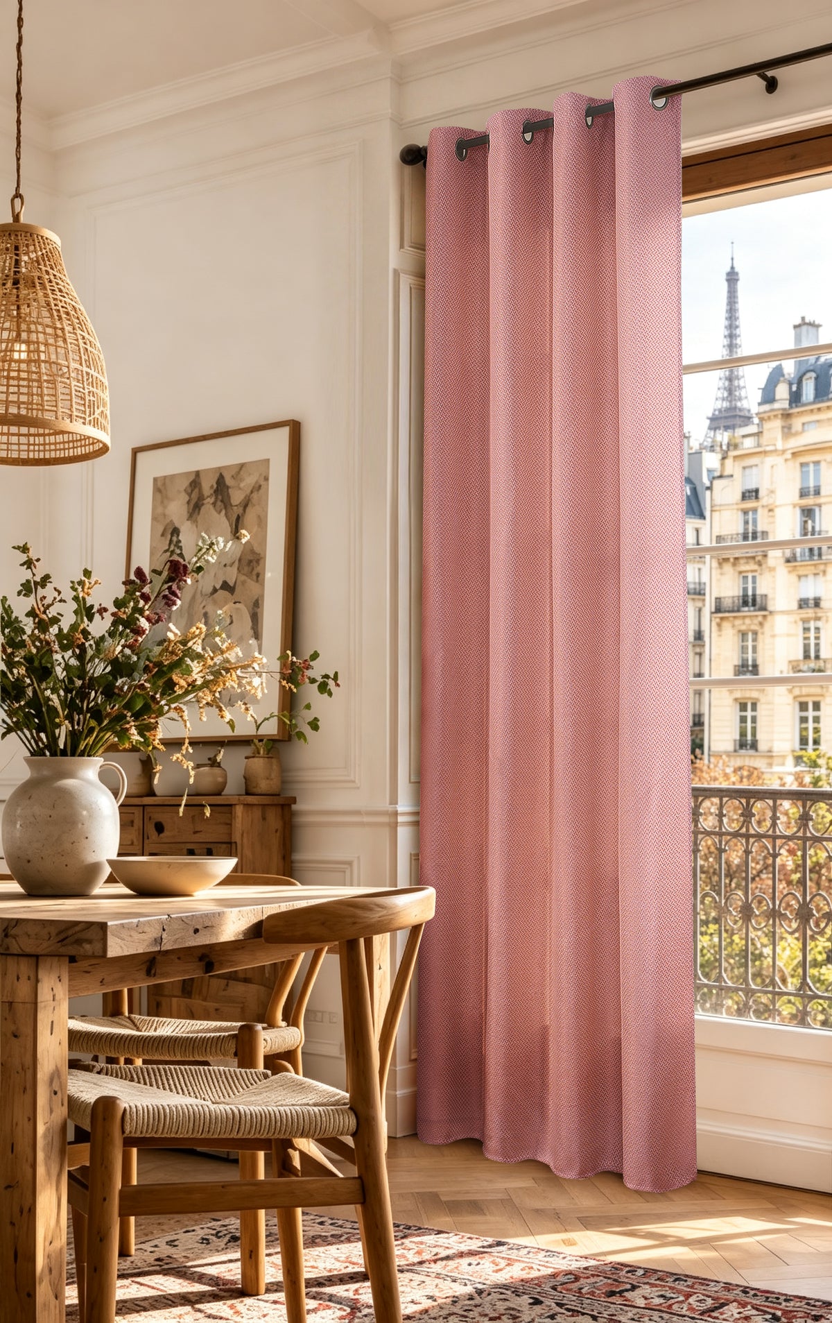 Rideau d'ameublement + 8 oeillets 140 x 240 cm Polyester fils teints jacquard "Victoria"Lie De Vin