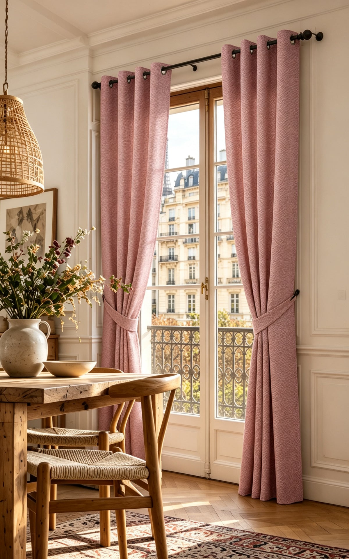 Rideau d'ameublement + 8 oeillets 140 x 240 cm Polyester fils teints jacquard "Victoria"Lie De Vin