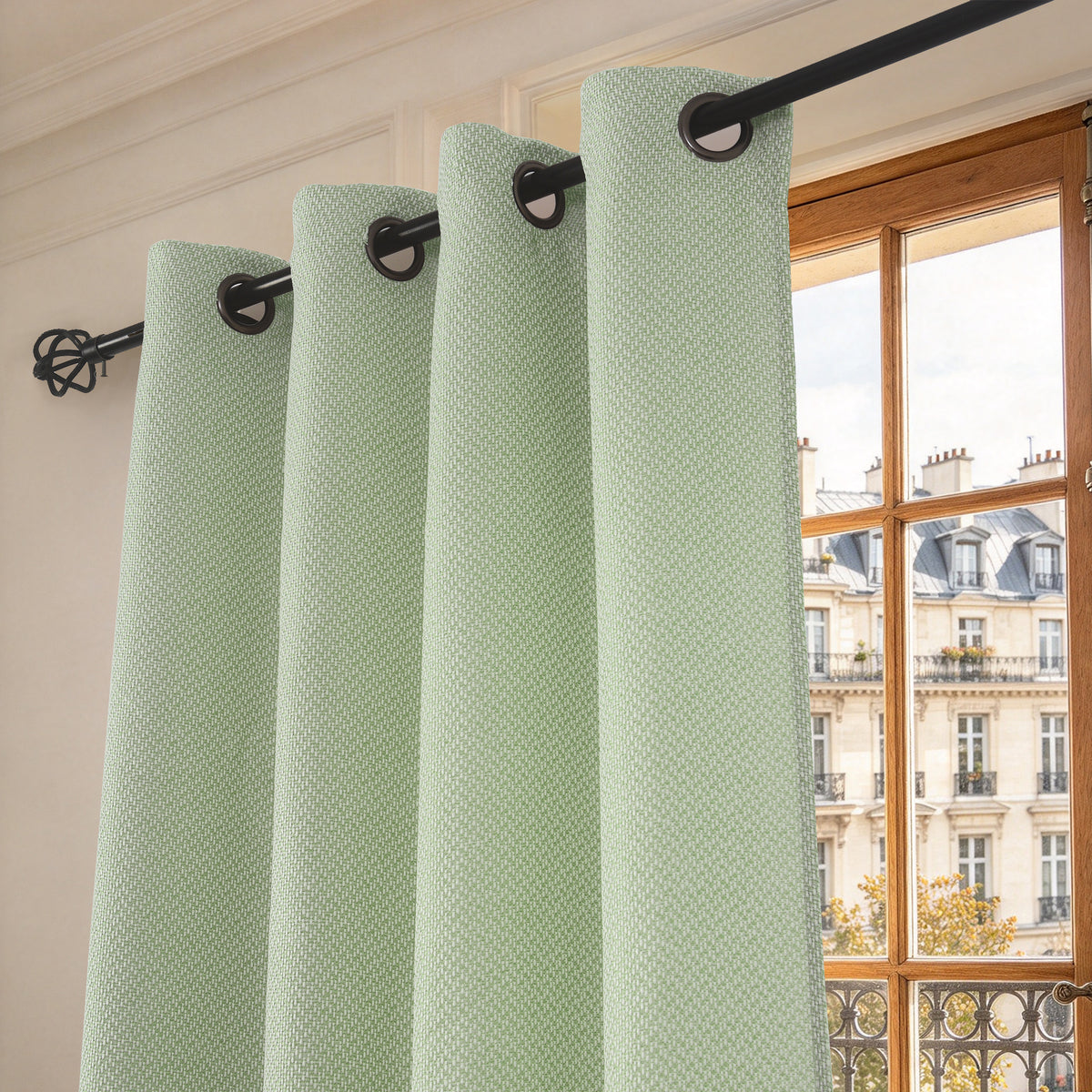 Rideau d'ameublement + 8 oeillets 140 x 240 cm Polyester fils teints jacquard "Victoria"Menthe