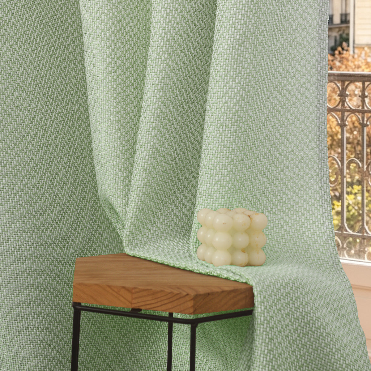 Rideau d'ameublement + 8 oeillets 140 x 240 cm Polyester fils teints jacquard "Victoria"Menthe