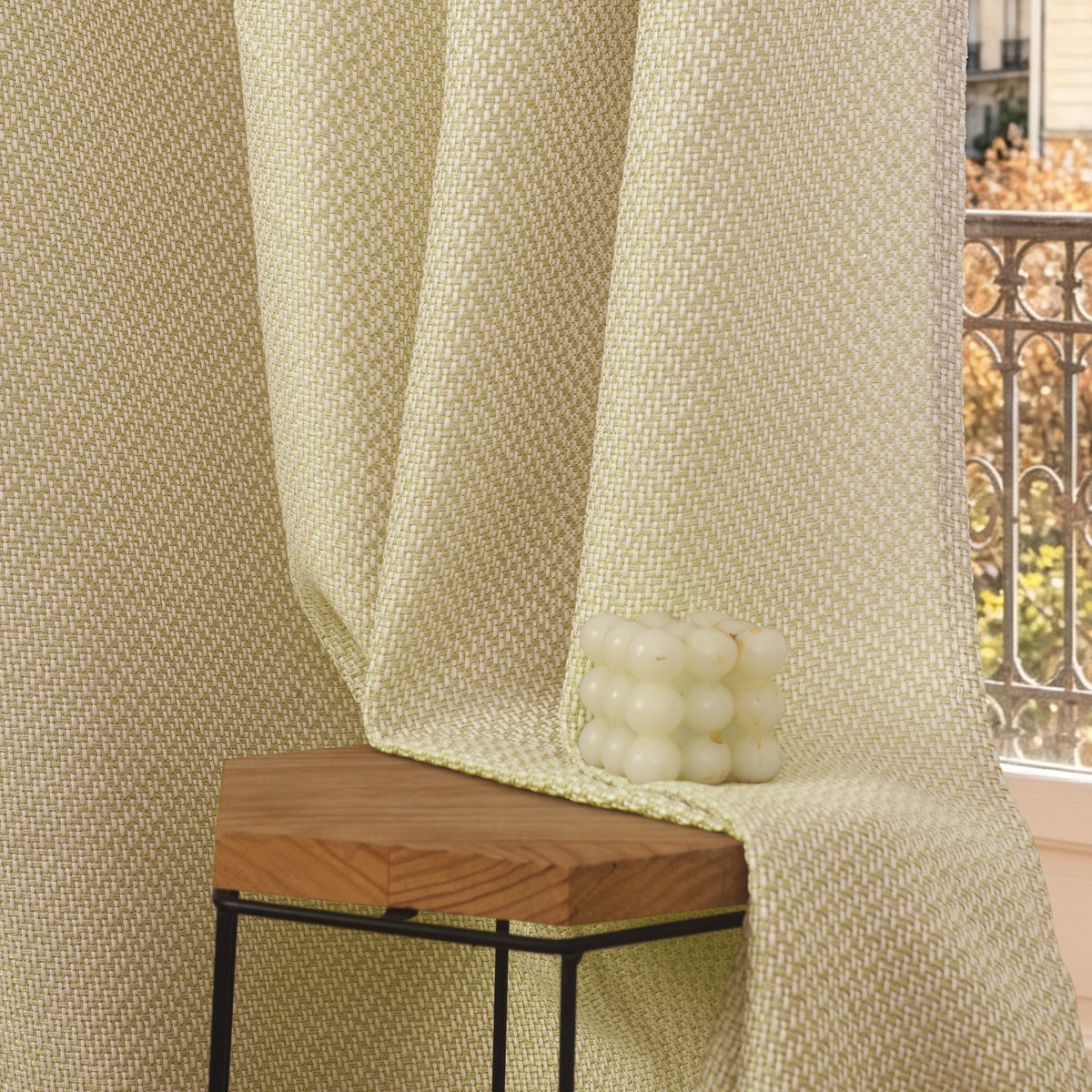 Rideau d'ameublement + 8 oeillets 140 x 240 cm Polyester fils teints jacquard "Victoria"Miel