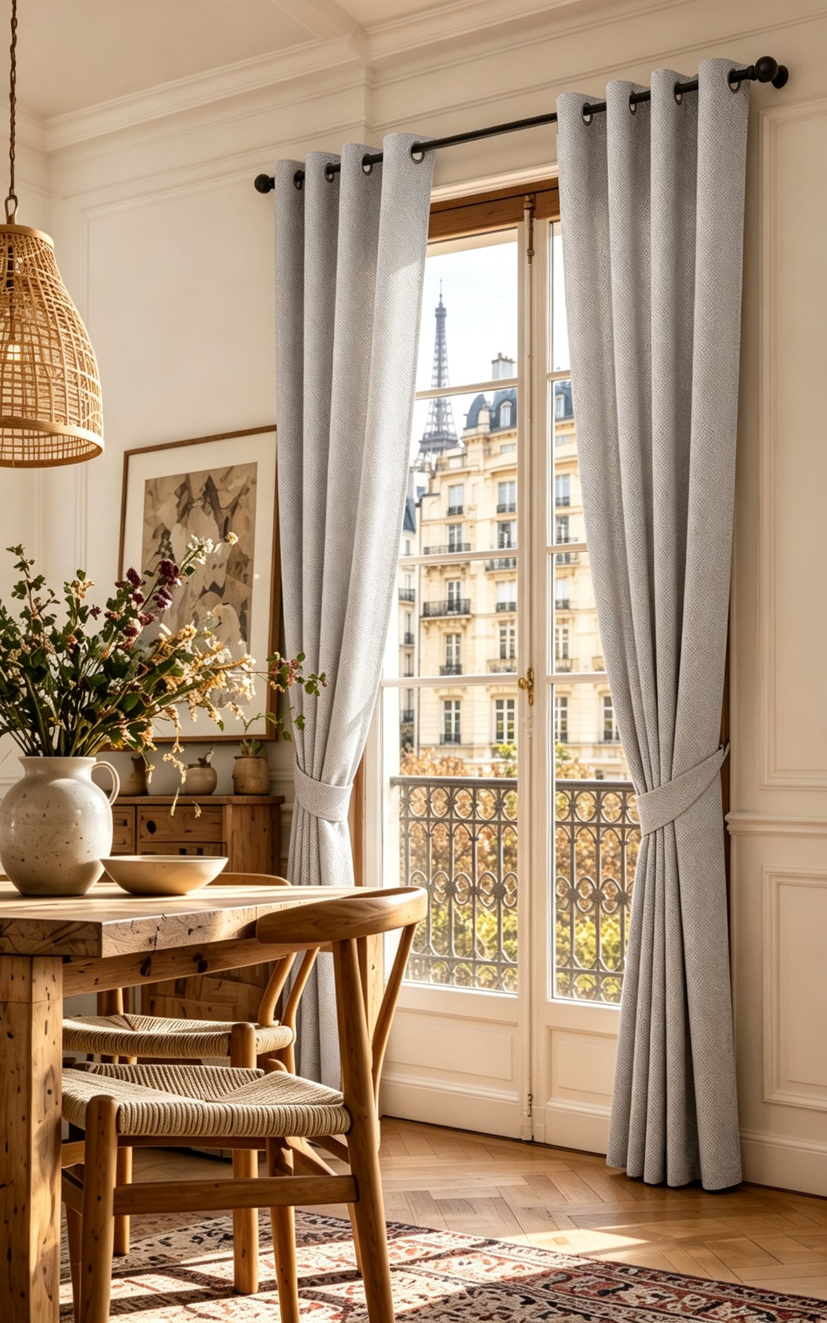 Rideau d'ameublement + 8 oeillets 140 x 240 cm Polyester fils teints jacquard "Victoria"Nuage