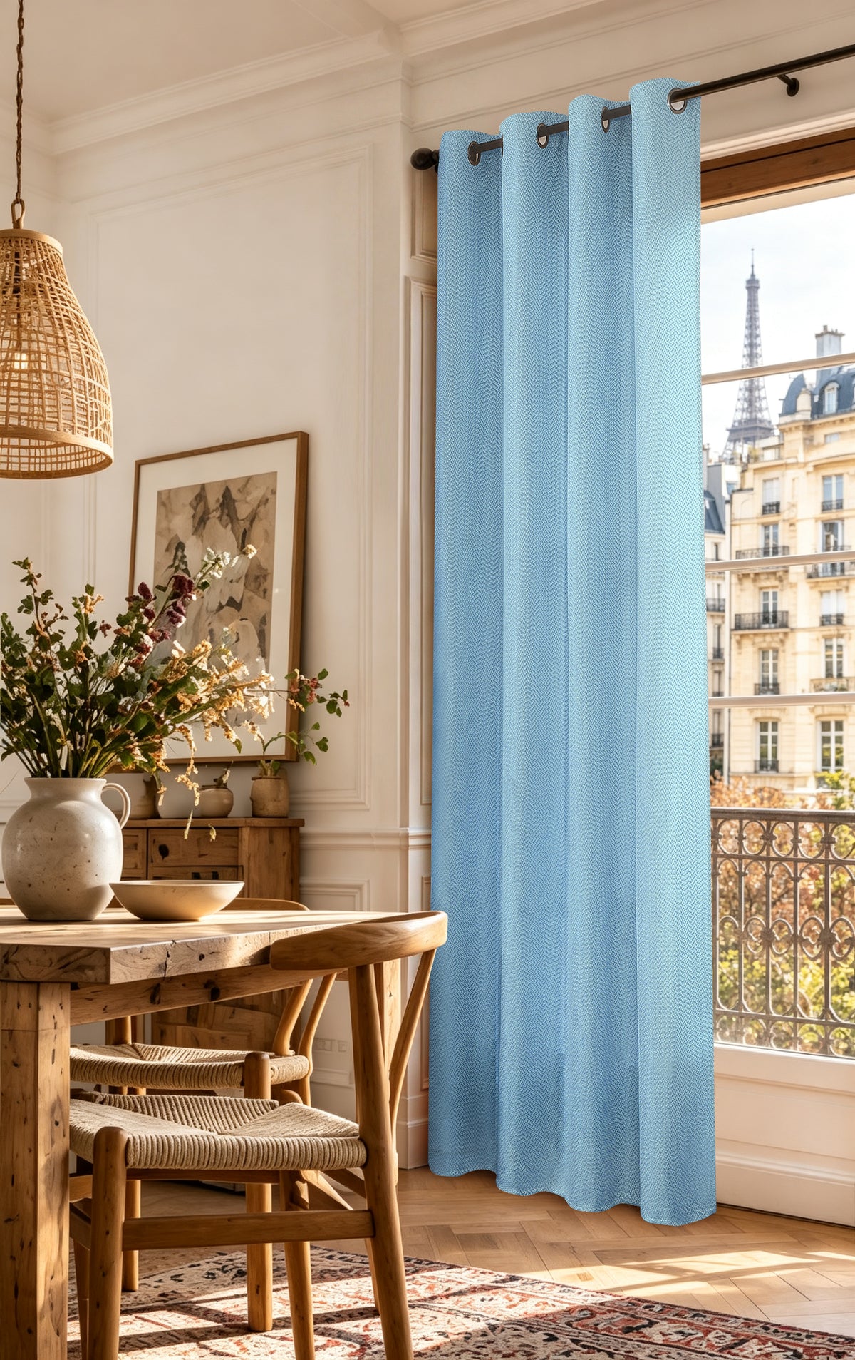 Rideau d'ameublement + 8 oeillets 140 x 240 cm Polyester fils teints jacquard "Victoria"Paon