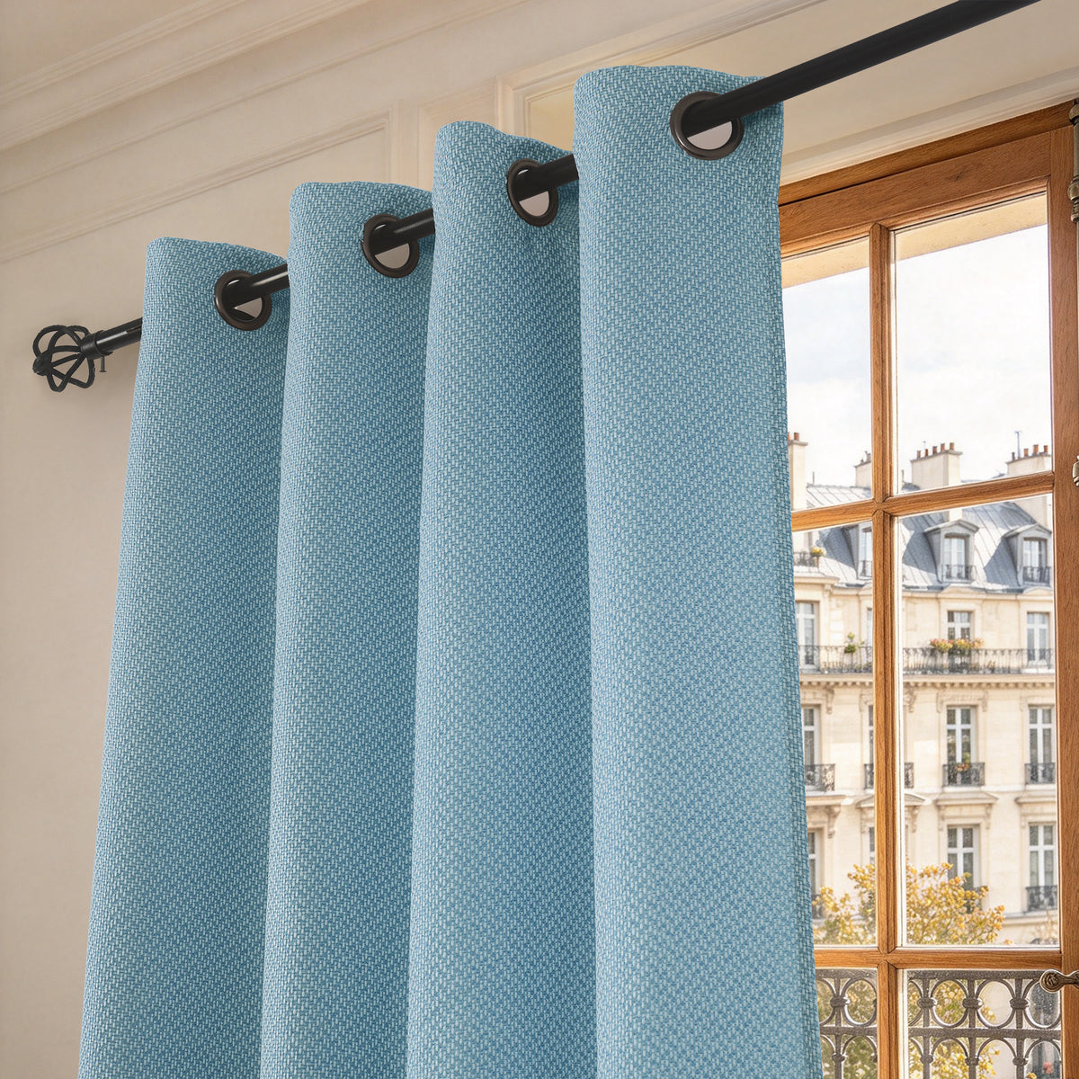 Rideau d'ameublement + 8 oeillets 140 x 240 cm Polyester fils teints jacquard "Victoria"Paon