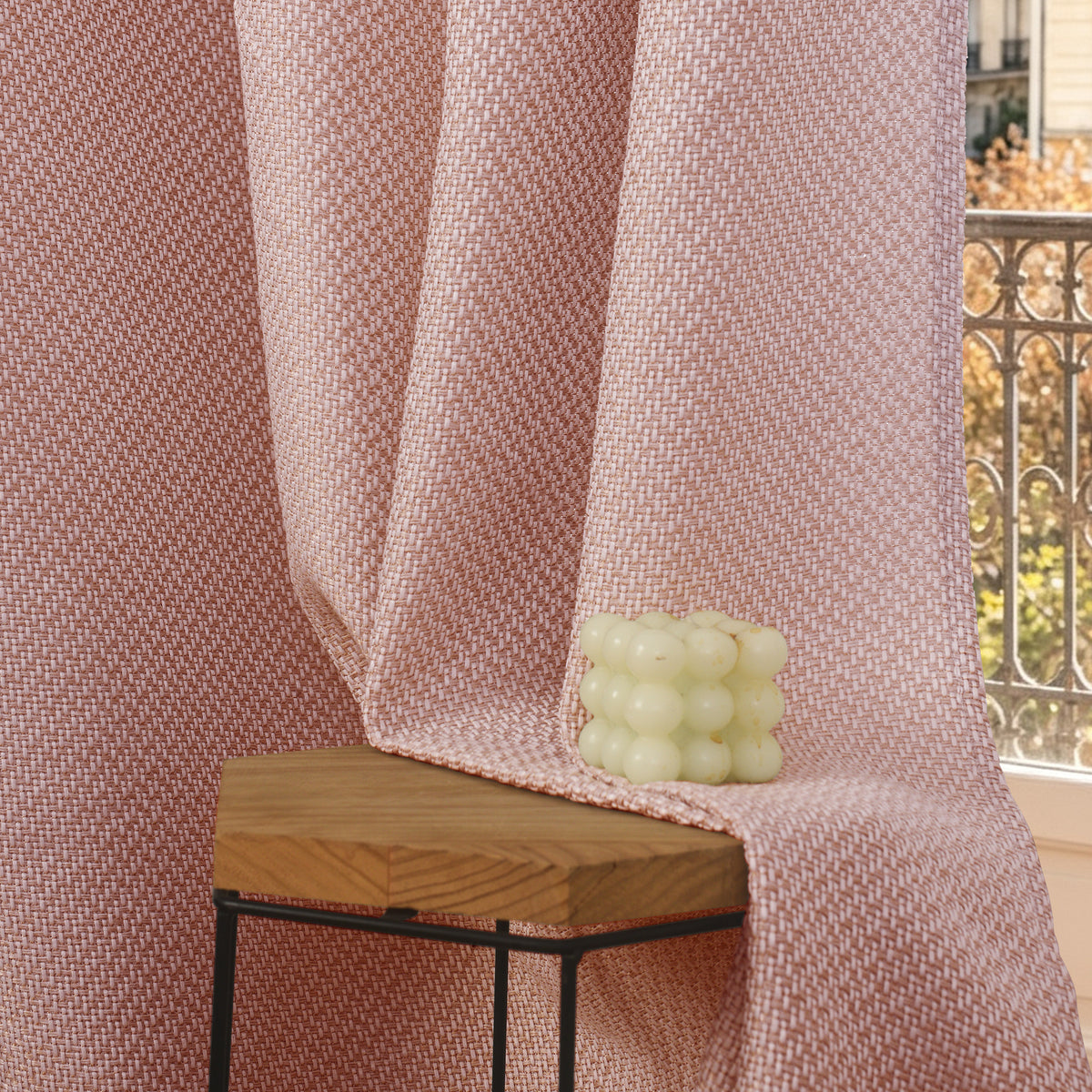 Rideau d'ameublement + 8 oeillets 140 x 240 cm Polyester fils teints jacquard "Victoria"Rose Boise