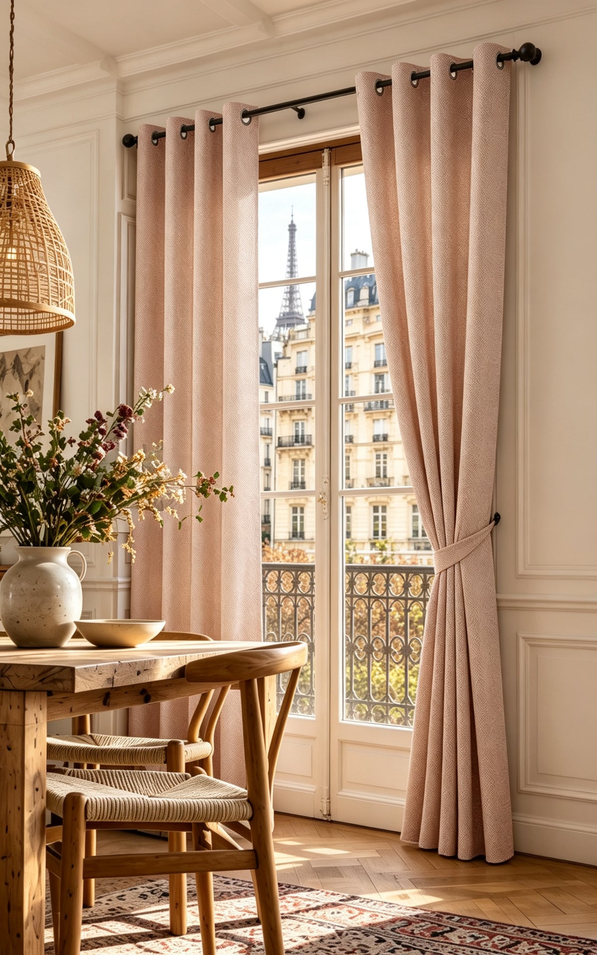 Rideau d'ameublement + 8 oeillets 140 x 240 cm Polyester fils teints jacquard "Victoria"Terracotta