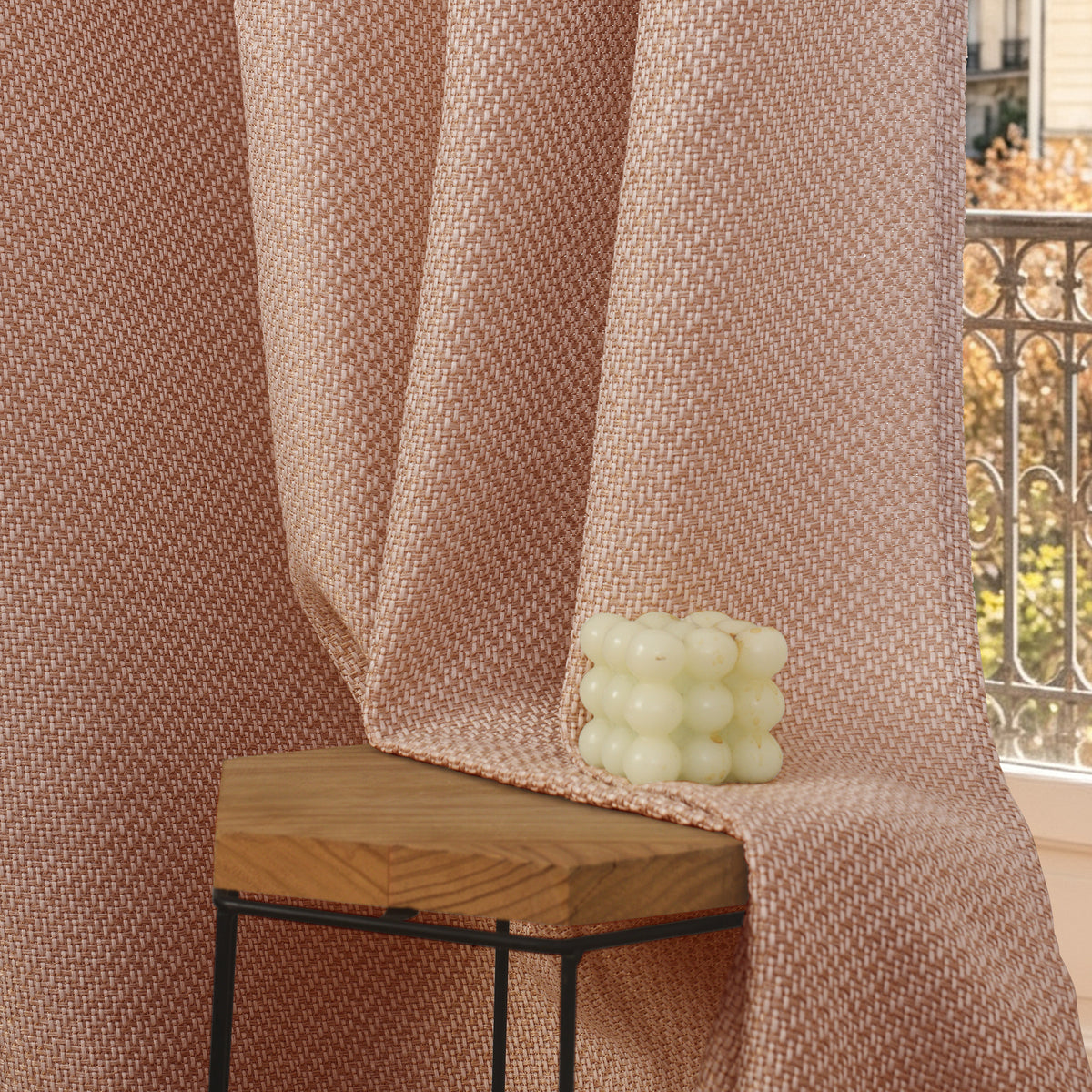 Rideau d'ameublement + 8 oeillets 140 x 240 cm Polyester fils teints jacquard "Victoria"Terracotta