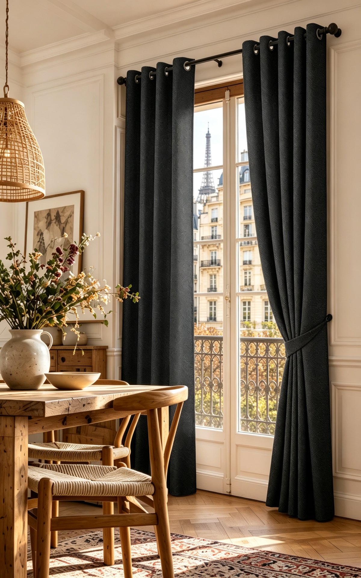 Rideau d'ameublement + 8 oeillets 140 x 240 cm Polyester fils teints jacquard "Victoria"Truffe