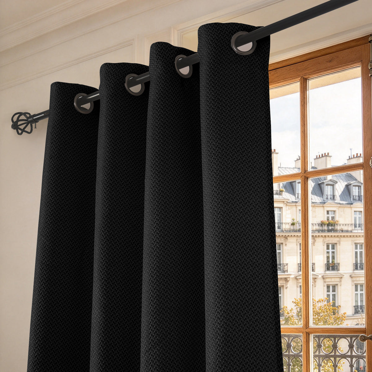 Rideau d'ameublement + 8 oeillets 140 x 240 cm Polyester fils teints jacquard "Victoria"Truffe